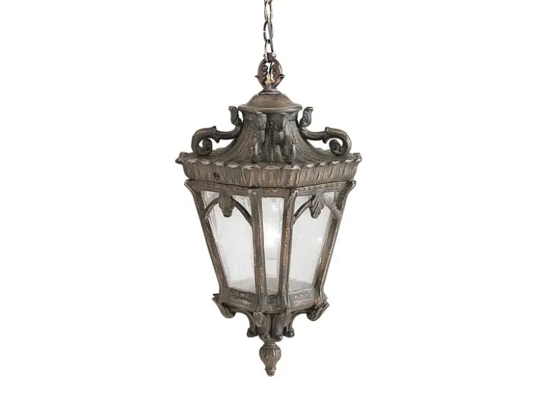 Große antike Hängelaterne TOURNAI Aluminium Bronzefarbig, Ø 30,5cm