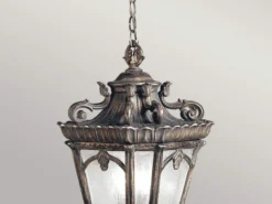 Große antike Hängelaterne TOURNAI Aluminium Bronzefarbig, Ø 30,5cm