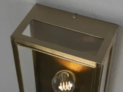 Große Außenwandlaterne CARPI aus Messing mit Klarglas, Höhe 40cm