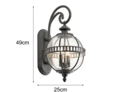 Große Außenwandleuchte HALLERON im Jugendstil, Anthrazit Höhe 49cm