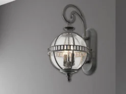 Große Außenwandleuchte HALLERON im Jugendstil, Anthrazit Höhe 49cm