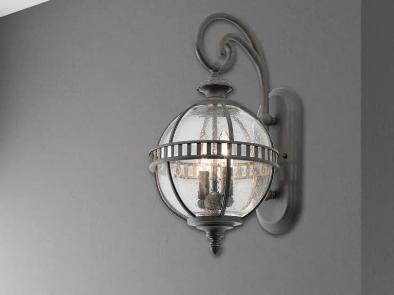 Große Außenwandleuchte HALLERON im Jugendstil, Anthrazit Höhe 49cm