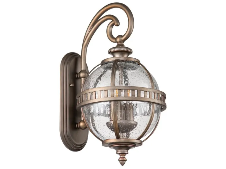 Große Außenwandleuchte HALLERON im Jugendstil, Bronze Höhe 49cm