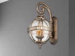 Große Außenwandleuchte HALLERON im Jugendstil, Bronze Höhe 49cm