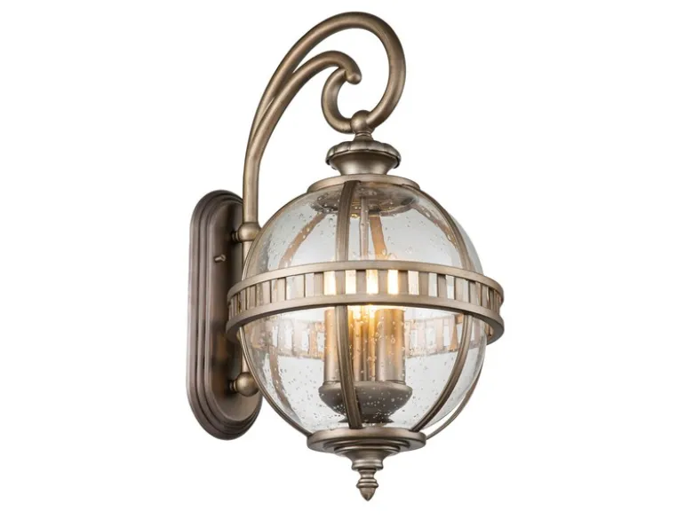 Große Außenwandleuchte HALLERON im Jugendstil, Bronze Höhe 58cm