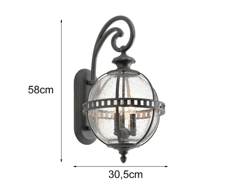 Große Außenwandleuchte HALLERON im Jugendstil, Anthrazit Höhe 58cm