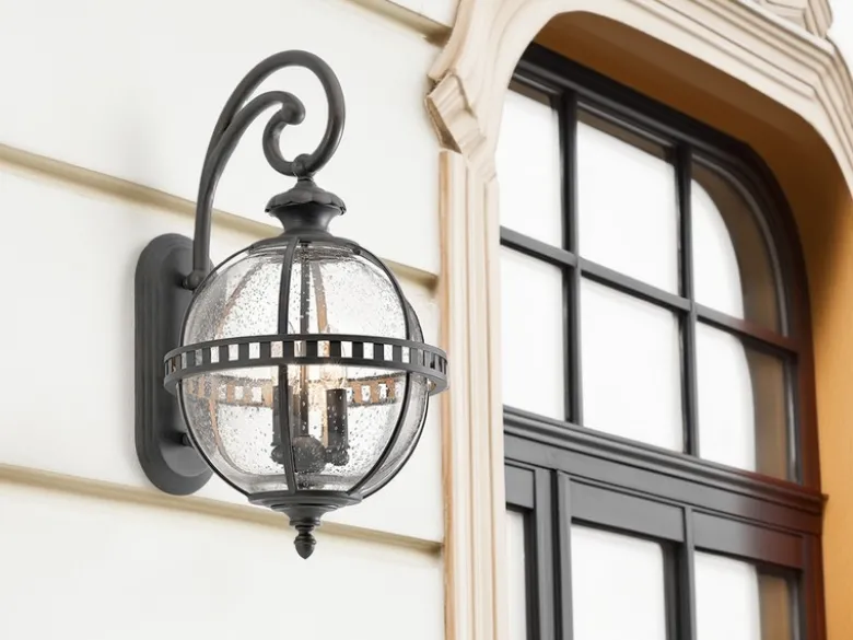 Große Außenwandleuchte HALLERON im Jugendstil, Anthrazit Höhe 58cm