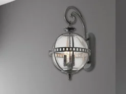 Große Außenwandleuchte HALLERON im Jugendstil, Anthrazit Höhe 58cm