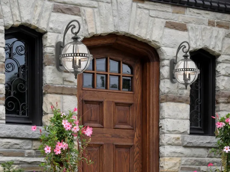 Große Außenwandleuchte HALLERON im Jugendstil, Anthrazit Höhe 58cm