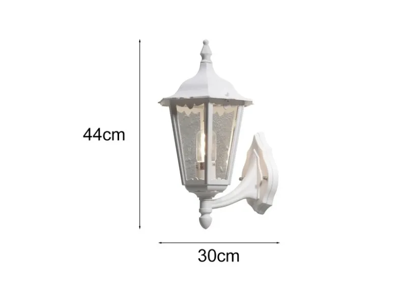 Große Außenwandleuchte Laterne stehend aus Aluminium Weiß, Höhe 44cm