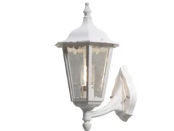 Große Außenwandleuchte Laterne stehend aus Aluminium Weiß, Höhe 44cm