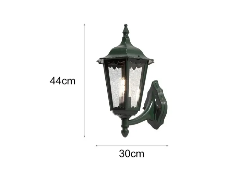 Große Außenwandleuchte Laterne stehend aus Aluminium Grün, Höhe 44cm