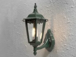 Große Außenwandleuchte Laterne stehend aus Aluminium Grün, Höhe 44cm