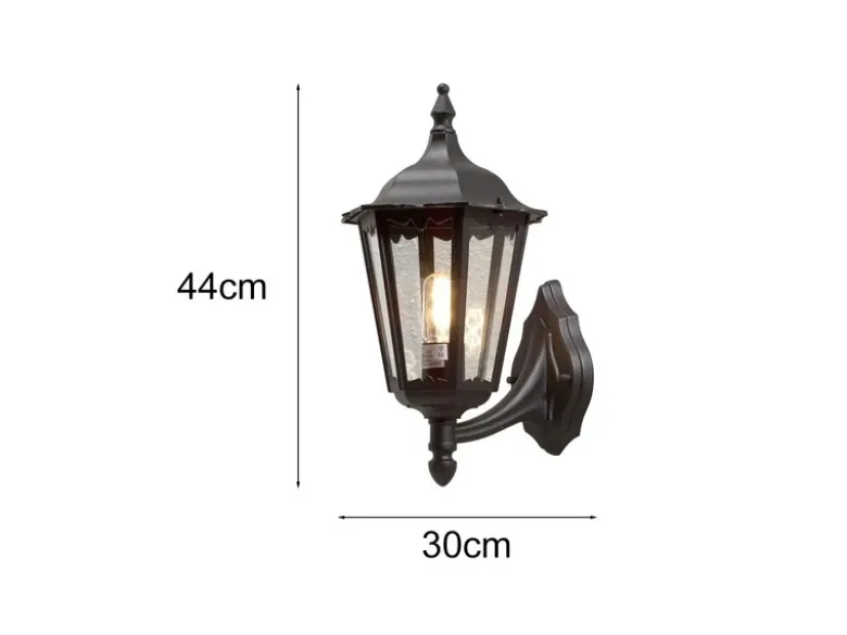Große Außenwandleuchte Laterne stehend aus Aluminium Schwarz, Höhe 44cm