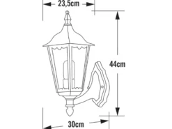 Große Außenwandleuchte Laterne stehend aus Aluminium Schwarz, Höhe 44cm