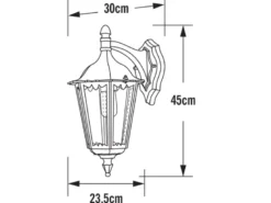 Große Außenwandleuchte Laterne hängend aus Aluminium Grün, Höhe 45cm