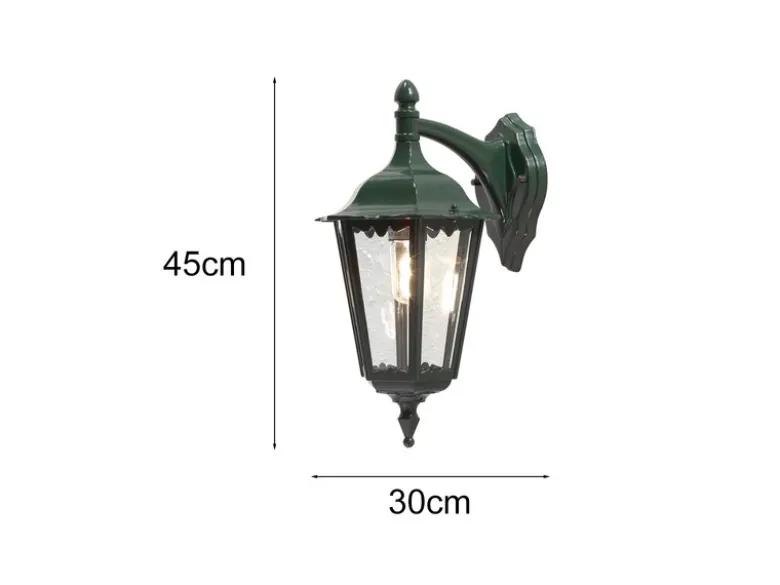 Große Außenwandleuchte Laterne hängend aus Aluminium Grün, Höhe 45cm