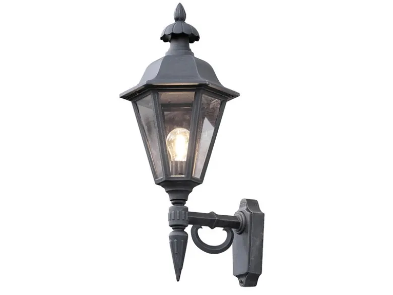 Große Außenwandleuchte PALLAS Laterne stehend, Alu Schwarz, Höhe 61cm