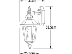 Große Außenwandleuchte PALLAS Laterne hängend, Alu Schwarz, Höhe 54cm