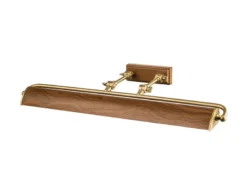 Große Bilderleuchte WINCHFIELD verstellbar, Holzoptik-Altmessing, B: 70cm