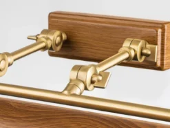 Große Bilderleuchte WINCHFIELD verstellbar, Holzoptik-Altmessing, B: 70cm