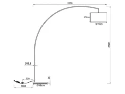 Große Bogenlampe MANSUR Metall Schwarz mit Stoff Lampenschirm Taupe, Höhe 210cm