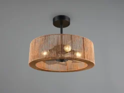 Große Boho LED Deckenleuchte Natur mit Ventilator & Fernbedienung Ø 61cm
