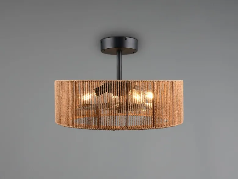 Große Boho LED Deckenleuchte Natur mit Ventilator & Fernbedienung Ø 61cm