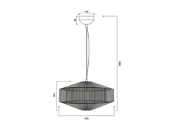 Große Boho LED Pendelleuchte Lampenschirm Baumwolle Beige, Ø 61cm