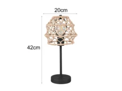 Große Boho LED Tischleuchte Lampenschirm geflochten aus Hanfseil, Höhe 42cm