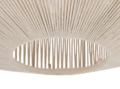 Große Boho Pendelleuchte SVEA Lampenschirm aus Baumwolle Beige, Ø 61cm
