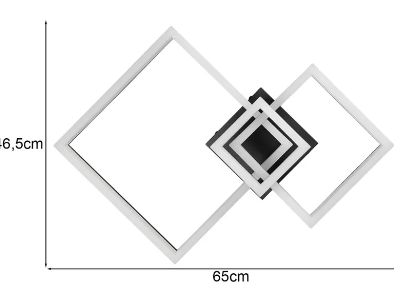 Große Deckenleuchte CAMINO Schwarz mit 3 LED Leuchteinheiten, Breite 65cm