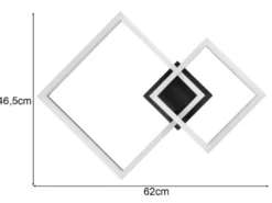 Große Deckenleuchte CAMINO Schwarz mit 2 LED Leuchteinheiten, Breite 62cm