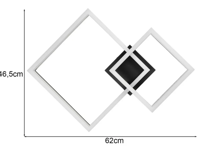 Große Deckenleuchte CAMINO Schwarz mit 2 LED Leuchteinheiten, Breite 62cm