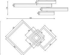 Große Deckenleuchte CAMINO Weiß mit 3 LED Leuchteinheiten, Breite 65cm
