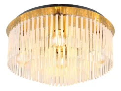 Große Deckenleuchte GORLEY mit Glas Stäben in Kristalloptik, Ø 50cm
