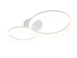 Große Deckenleuchte SCOPE mit zwei LED Ringen in Weiß, Breite 51cm