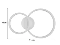 Große Deckenleuchte SCOPE mit zwei LED Ringen in Weiß, Breite 51cm