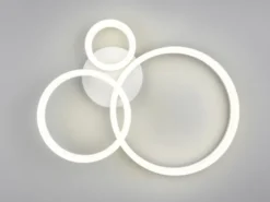 Große Deckenleuchte SCOPE mit drei LED Ringen in Weiß, Breite 51cm