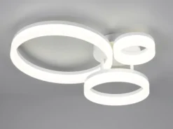 Große Deckenleuchte SCOPE mit drei LED Ringen in Weiß, Breite 51cm