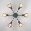 Große Deckenleuchte TARIFA 6-flammig mit Glasschirmen Chrom bedampft, Ø 59cm
