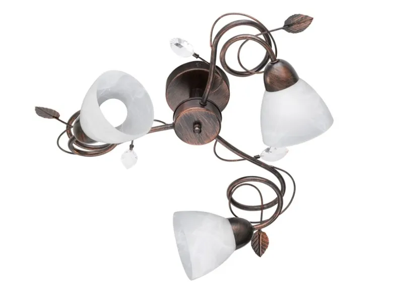 Große Deckenleuchte TRADITIO 3-flammig Landhausstil mit Glasschirmen, Ø 61cm