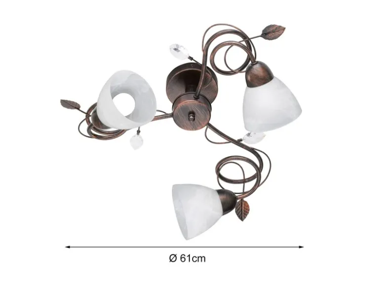 Große Deckenleuchte TRADITIO 3-flammig Landhausstil mit Glasschirmen, Ø 61cm