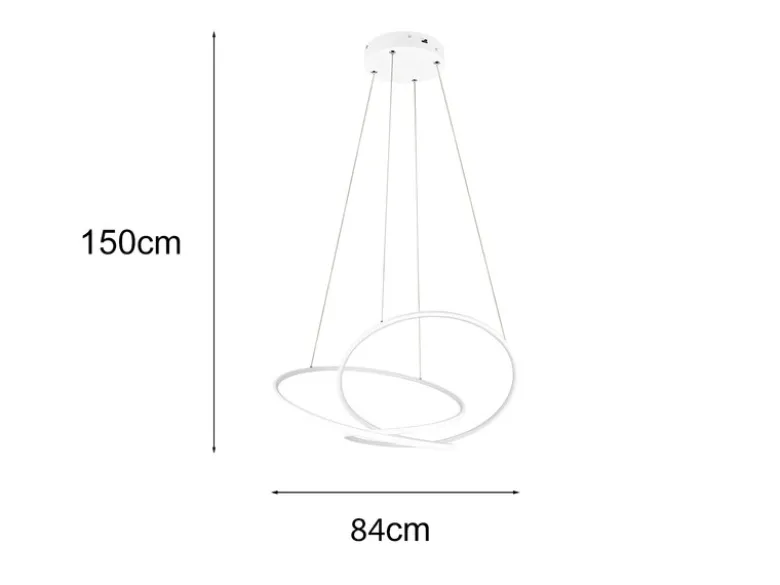 Große dimmbare LED Pendelleuchte DARVIN in Weiß, Breite 84cm