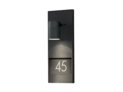 Große Hausnummernleuchte MODENA, Außenwandleuchte Downlight, Schwarz