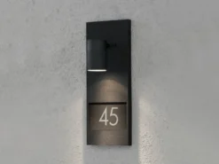Große Hausnummernleuchte MODENA, Außenwandleuchte Downlight, Schwarz