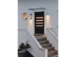 Große Hausnummernleuchte MODENA, Außenwandleuchte Downlight, Edelstahl