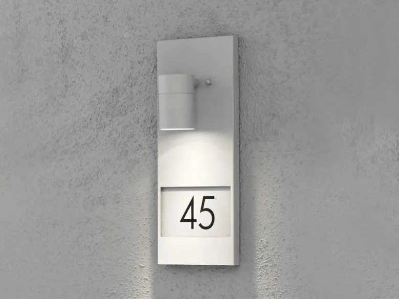 Große Hausnummernleuchte MODENA, Außenwandleuchte Downlight, Grau