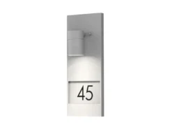 Große Hausnummernleuchte MODENA, Außenwandleuchte Downlight, Grau