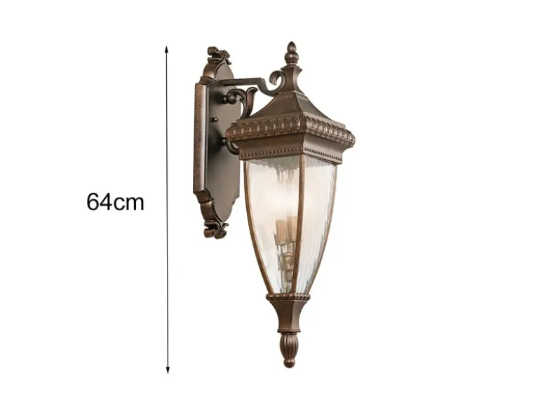 Große historische Außenwand Laterne VENETIAN RAIN, Bronze Höhe 64cm